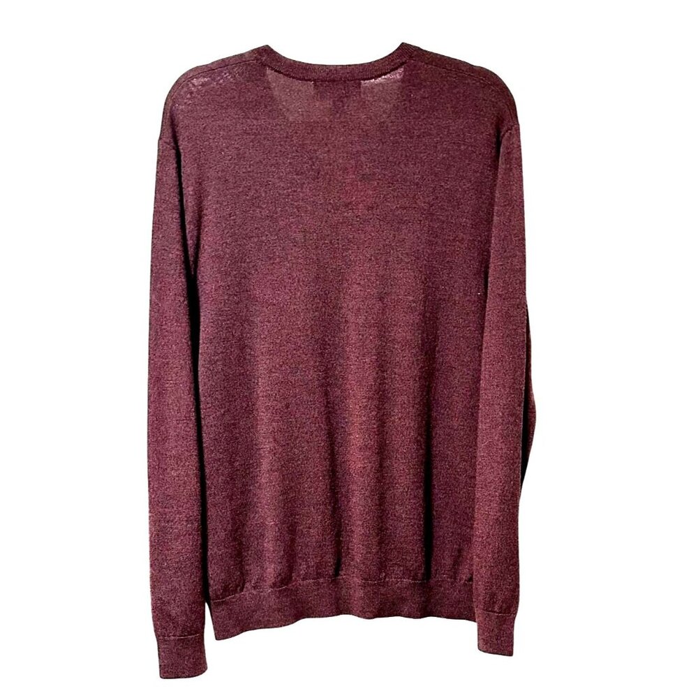 Banana Republic Mens‎ Merino Wool V-Neck Sweater Large Burgundy Maroon Classic - Picture 4 of 10